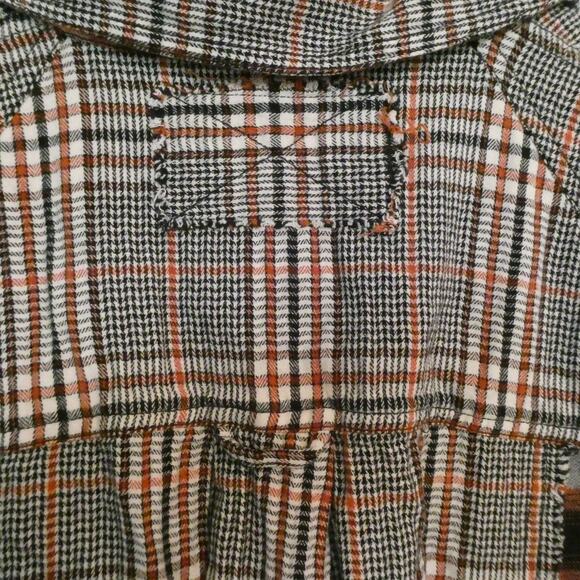 We The Free People Wildfire Mixed Plaid Flannel Oversized Top Medium M - Picture 6 of 9